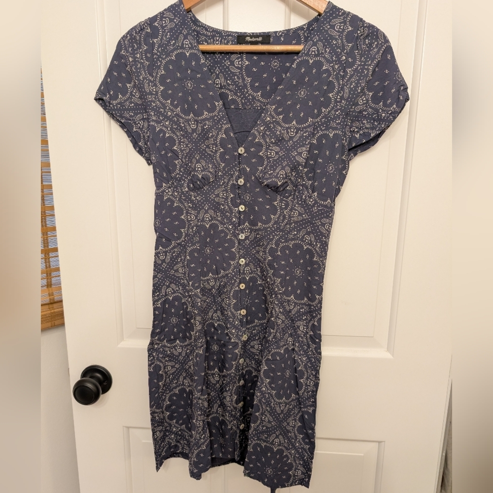 Madewell Navy Floral Midi Dress